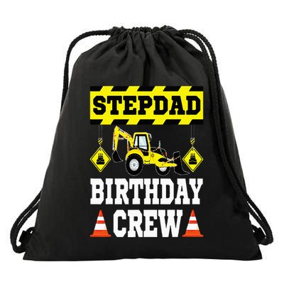 Step Dad Of the Birthday Crew Construction Family Matching Drawstring Bag