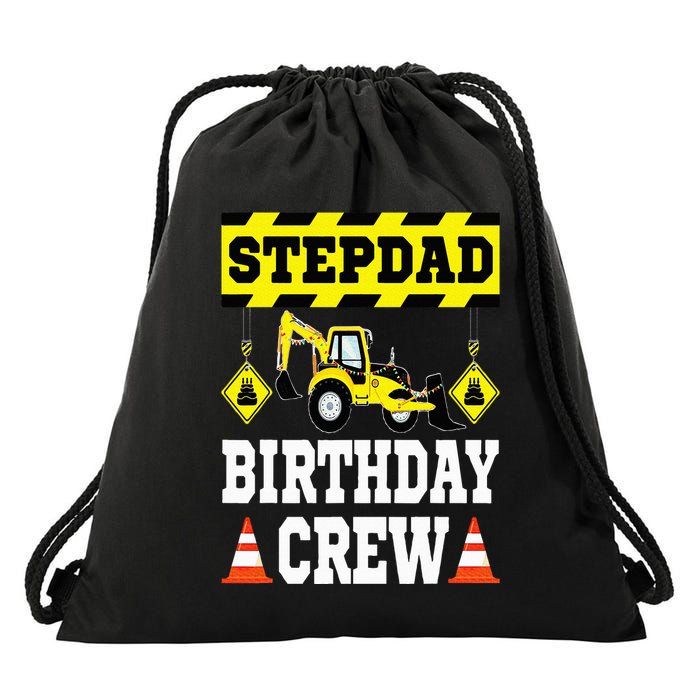 Step Dad Of the Birthday Crew Construction Family Matching Drawstring Bag