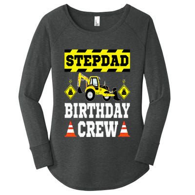 Step Dad Of the Birthday Crew Construction Family Matching Women's Perfect Tri Tunic Long Sleeve Shirt