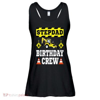 Step Dad Of the Birthday Crew Construction Family Matching Ladies Essential Flowy Tank