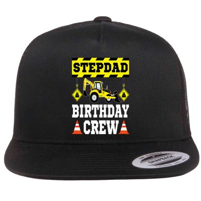 Step Dad Of the Birthday Crew Construction Family Matching Flatbill Hat