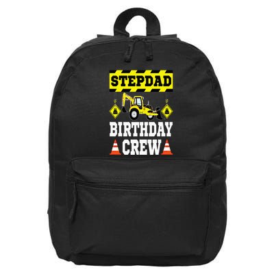 Step Dad Of the Birthday Crew Construction Family Matching 16 in Basic Backpack