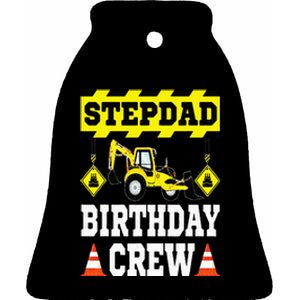 Step Dad Of the Birthday Crew Construction Family Matching Ceramic Bell Ornament