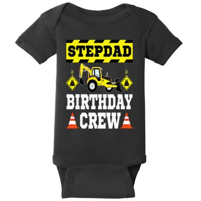 Step Dad Of the Birthday Crew Construction Family Matching Baby Bodysuit