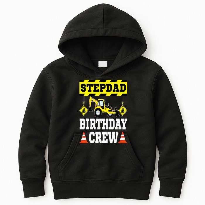 Step Dad Of the Birthday Crew Construction Family Matching Kids Hoodie