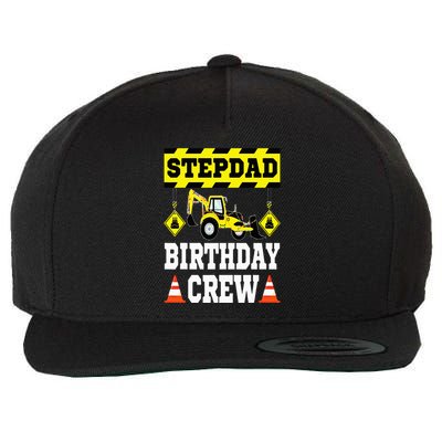 Step Dad Of the Birthday Crew Construction Family Matching Wool Snapback Cap