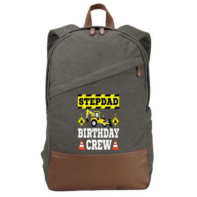 Step Dad Of the Birthday Crew Construction Family Matching Cotton Canvas Backpack