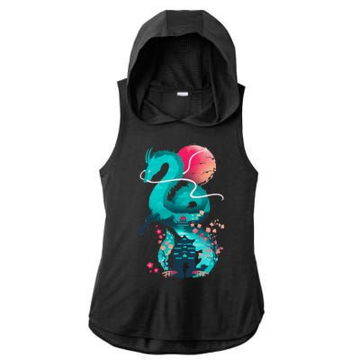 Spirit Dragon Of The River Ladies PosiCharge Tri-Blend Wicking Draft Hoodie Tank