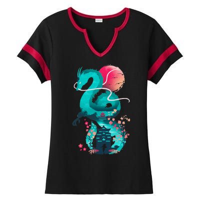 Spirit Dragon Of The River Ladies Halftime Notch Neck Tee