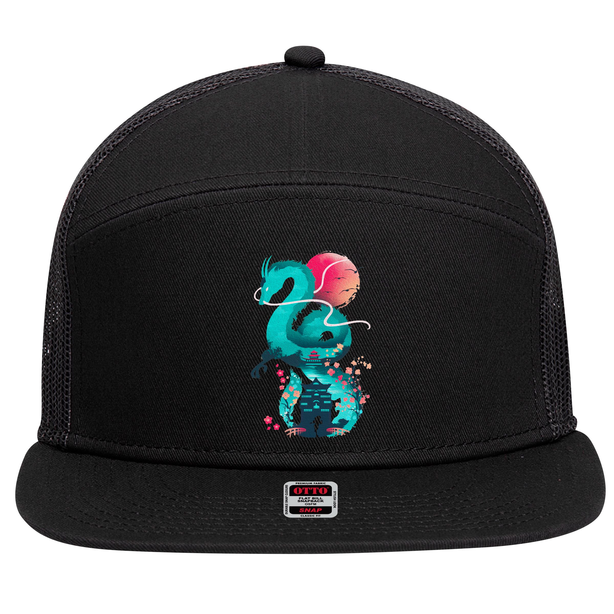 Spirit Dragon Of The River 7 Panel Mesh Trucker Snapback Hat