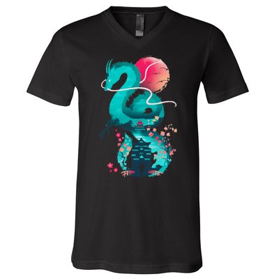 Spirit Dragon Of The River V-Neck T-Shirt