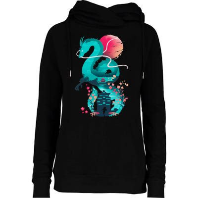 Spirit Dragon Of The River Womens Funnel Neck Pullover Hood