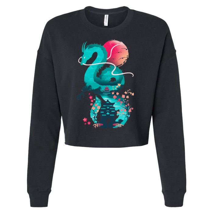 Spirit Dragon Of The River Cropped Pullover Crew