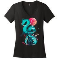 Spirit Dragon Of The River Women's V-Neck T-Shirt