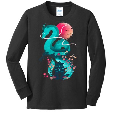 Spirit Dragon Of The River Kids Long Sleeve Shirt