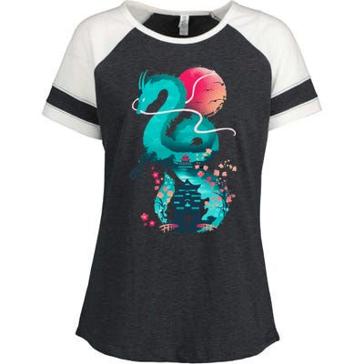 Spirit Dragon Of The River Enza Ladies Jersey Colorblock Tee