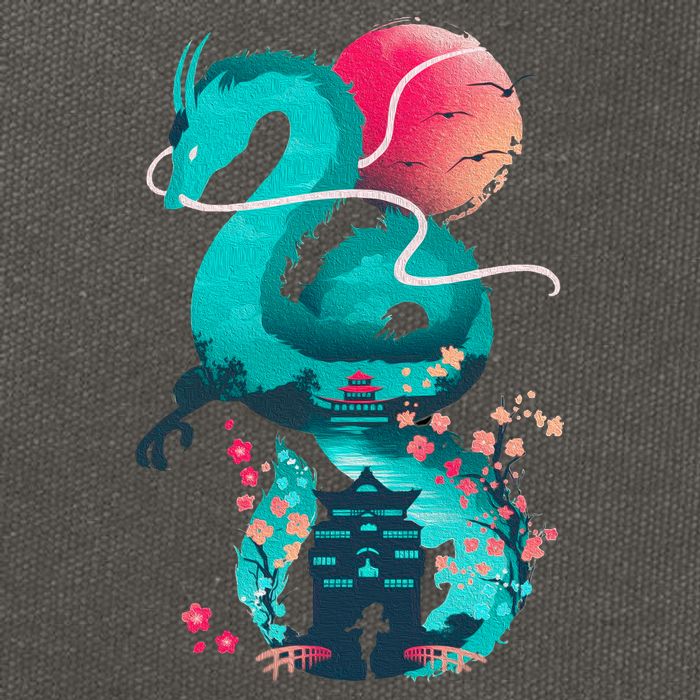 Spirit Dragon Of The River Cotton Canvas Backpack