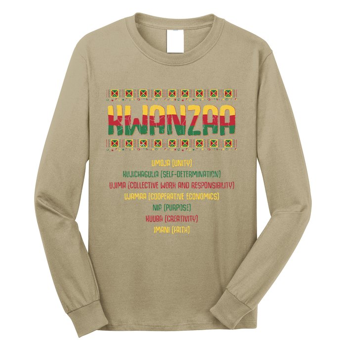 Seven Days Of Kwanzaa Funny African American Graphic Long Sleeve Shirt