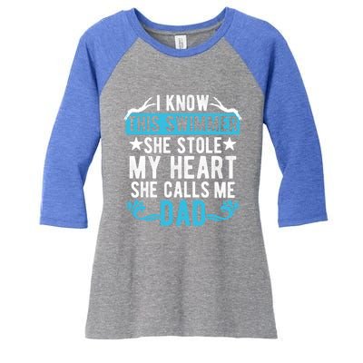 Swim Dad Of A Swimmer Dad Swimming Father Of A Swimmer Cool Gift Women's Tri-Blend 3/4-Sleeve Raglan Shirt