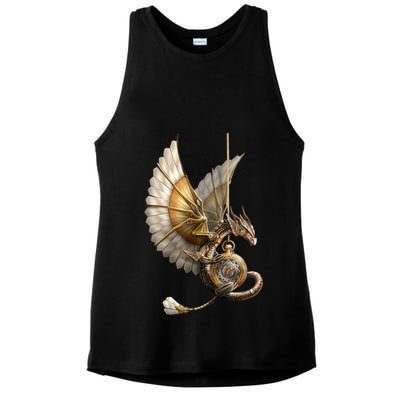 Steampunk Dragon On Watch Vintage Ladies PosiCharge Tri-Blend Wicking Tank