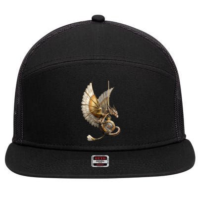 Steampunk Dragon On Watch Vintage 7 Panel Mesh Trucker Snapback Hat