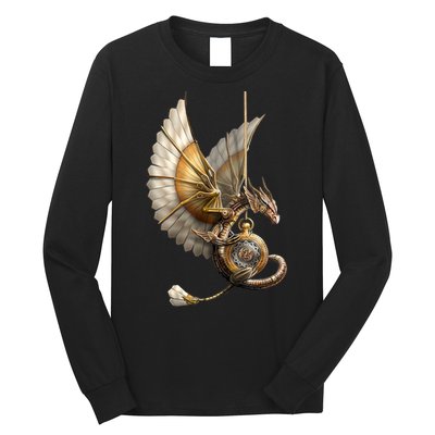 Steampunk Dragon On Watch Vintage Long Sleeve Shirt