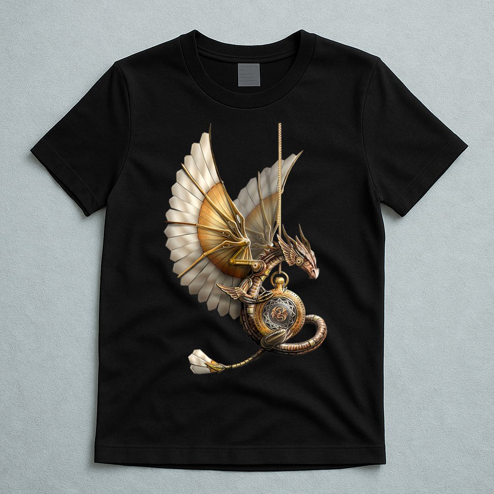 Steampunk Dragon On Watch Vintage T-Shirt