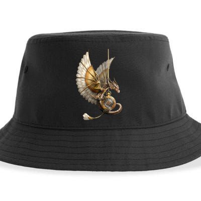 Steampunk Dragon On Watch Vintage Sustainable Bucket Hat