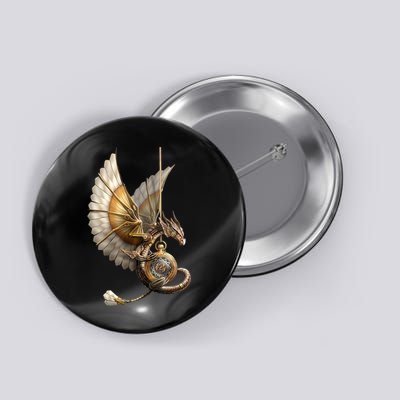 Steampunk Dragon On Watch Vintage Button