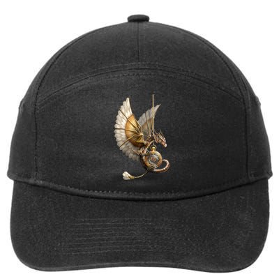 Steampunk Dragon On Watch Vintage 7-Panel Snapback Hat