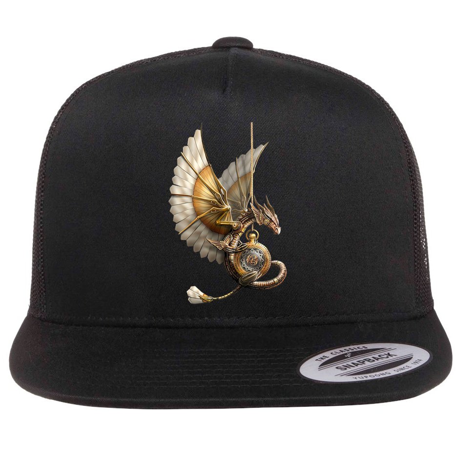 Steampunk Dragon On Watch Vintage Flat Bill Trucker Hat