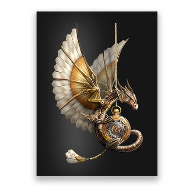 Steampunk Dragon On Watch Vintage Poster