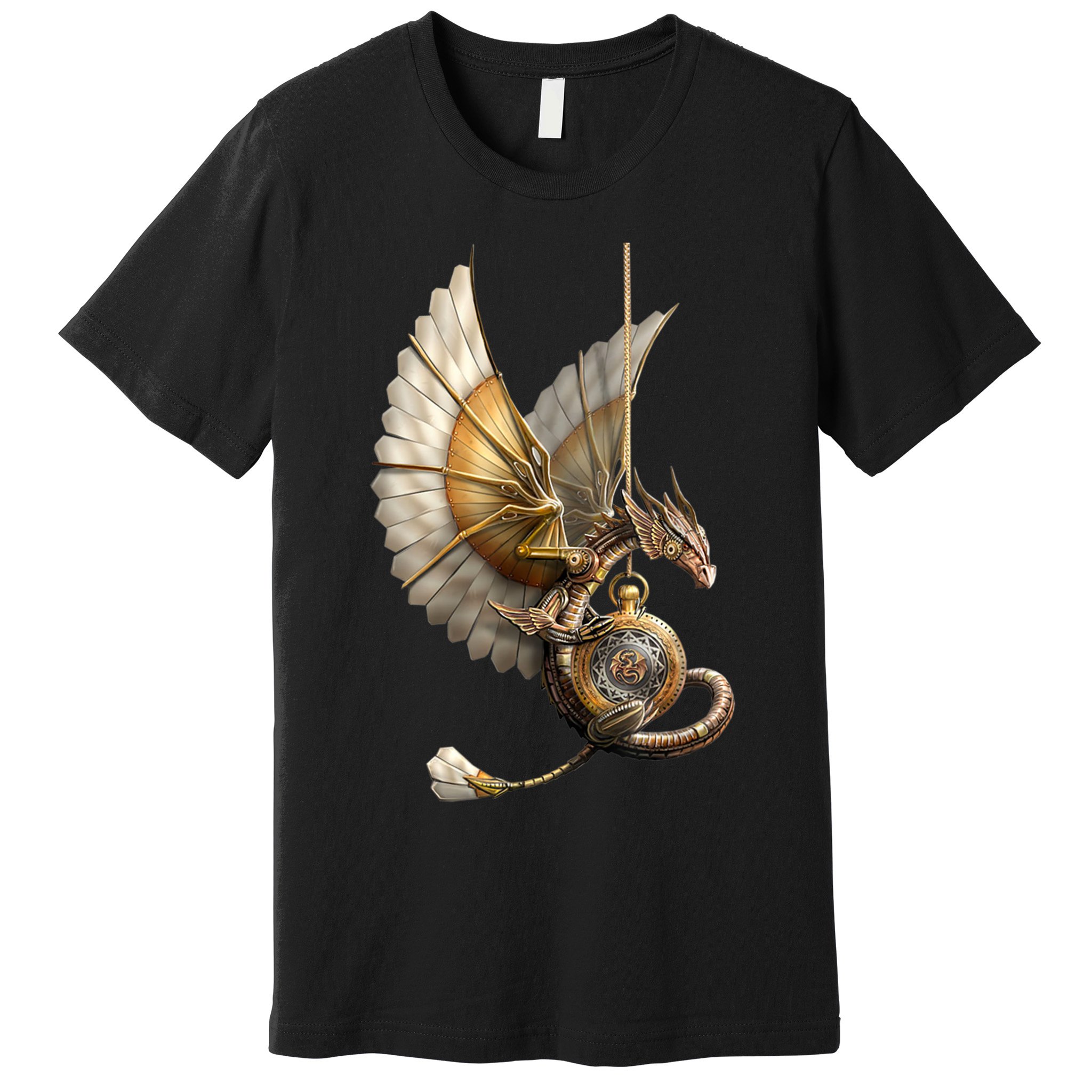 Steampunk Dragon On Watch Vintage Premium T-Shirt