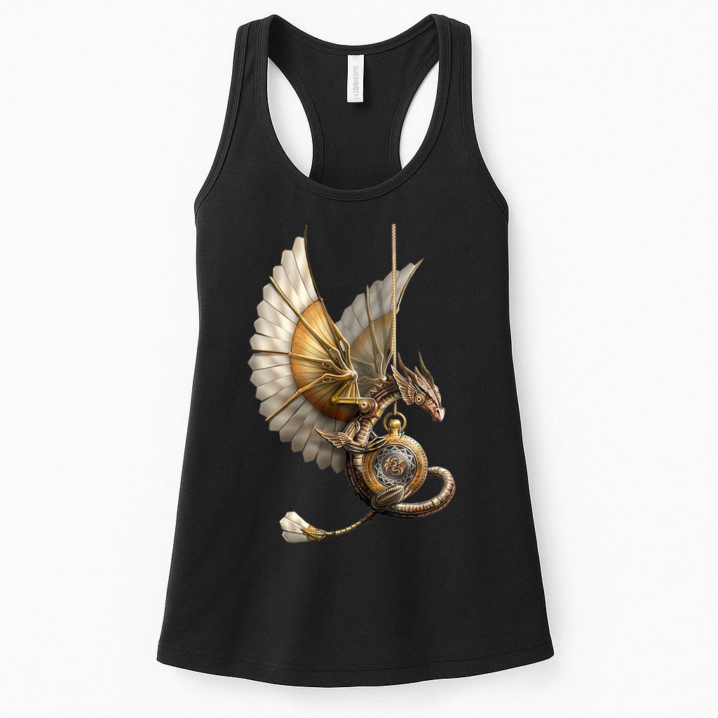 Steampunk Dragon On Watch Vintage Womens Tank Top