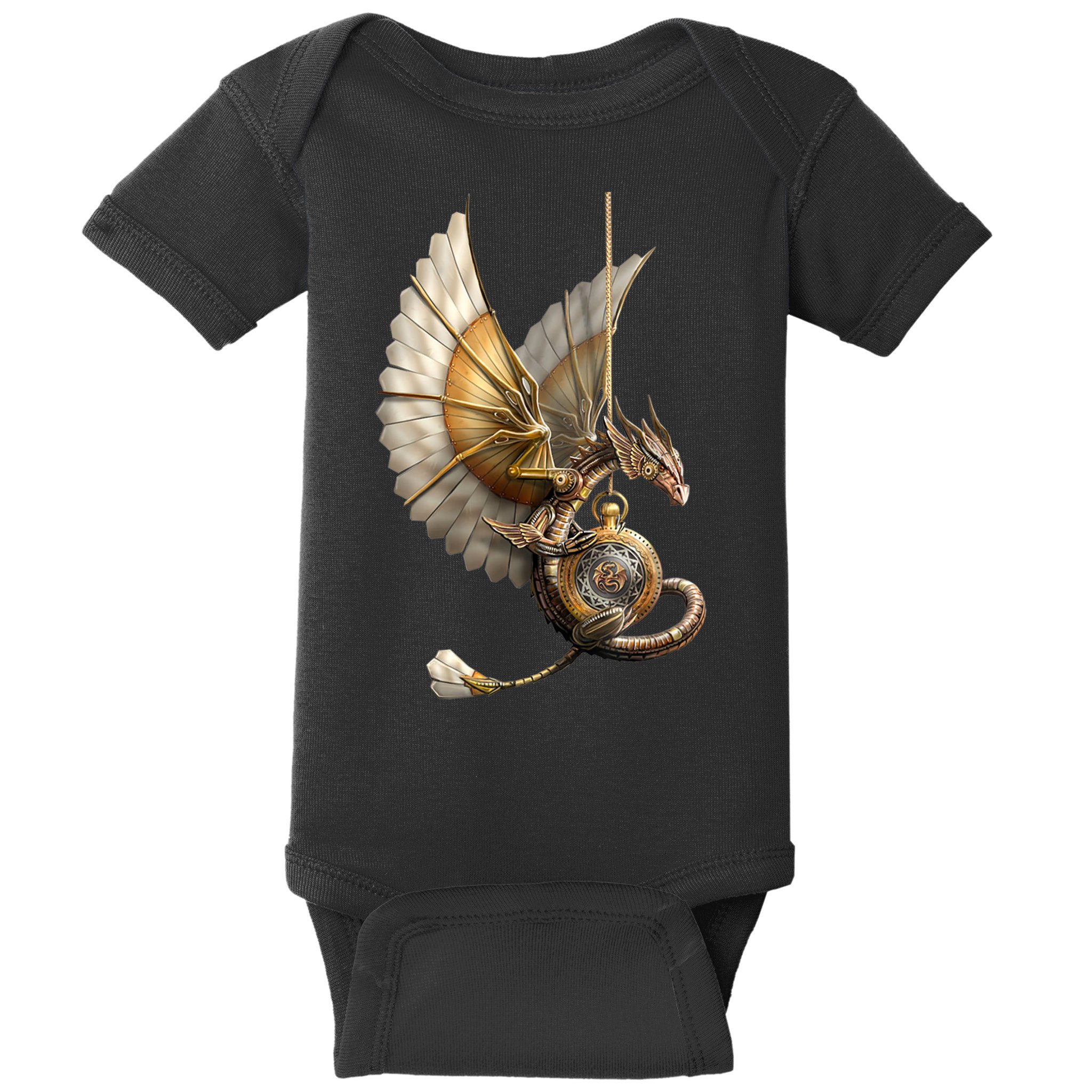 Steampunk Dragon On Watch Vintage Baby Bodysuit
