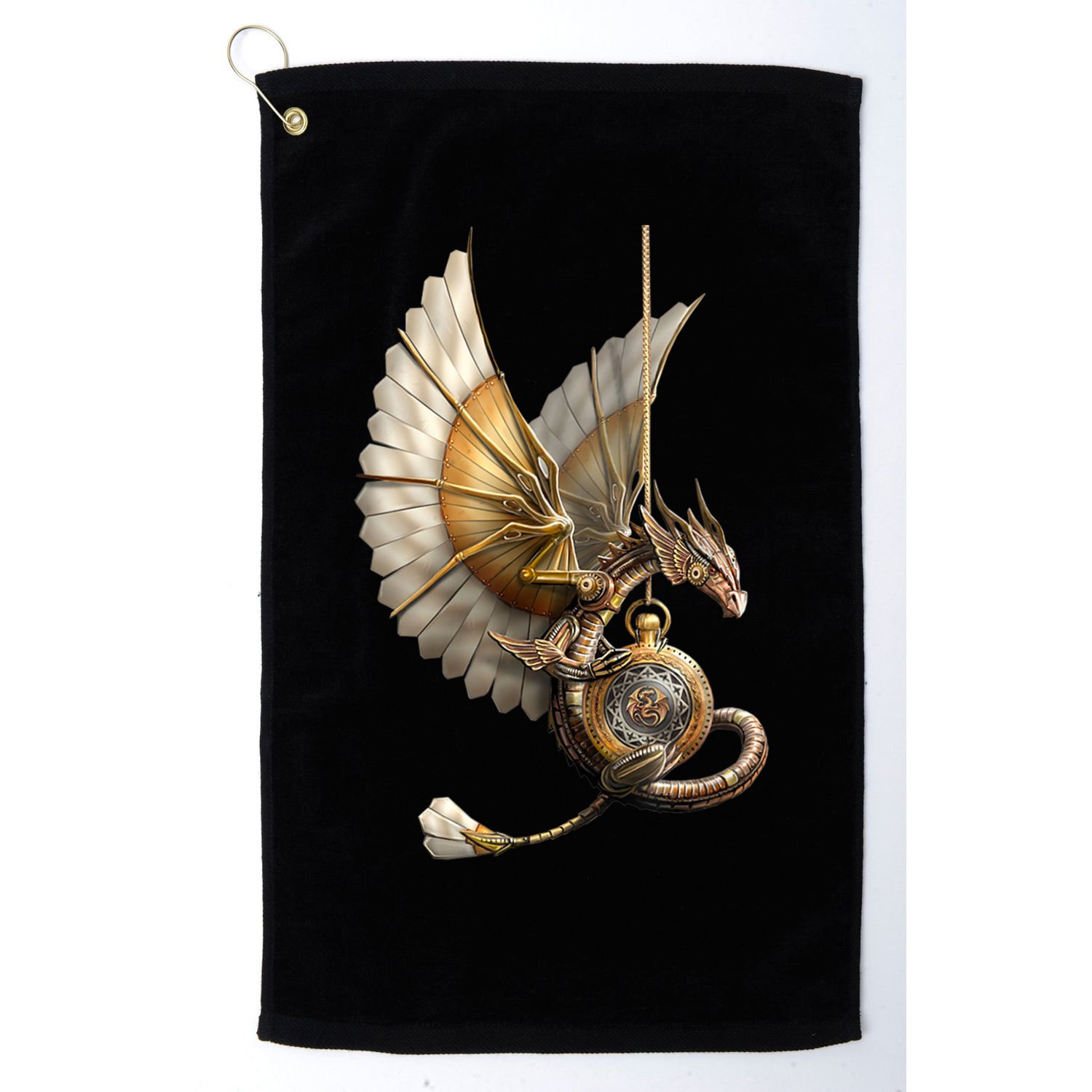 Steampunk Dragon On Watch Vintage Golf Towel