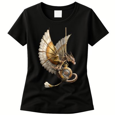 Steampunk Dragon On Watch Vintage Womens T-Shirt