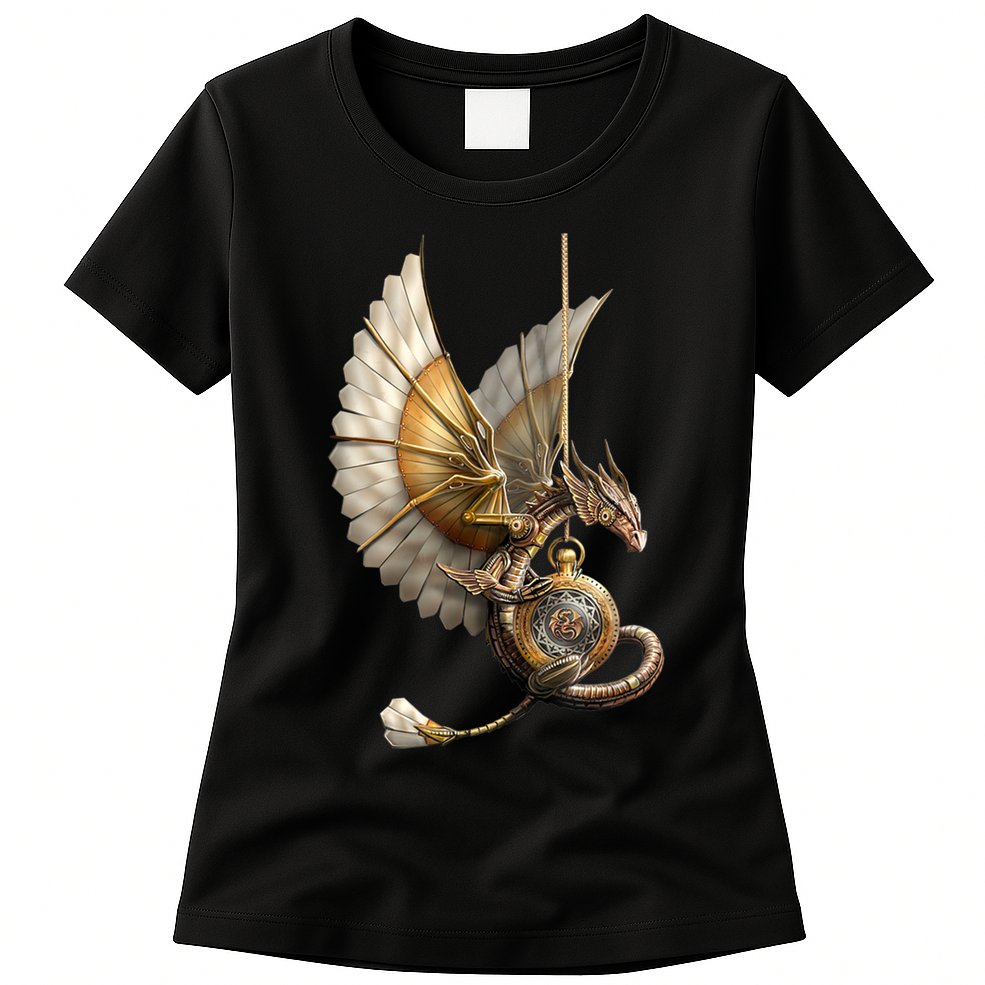 Steampunk Dragon On Watch Vintage Womens T-Shirt