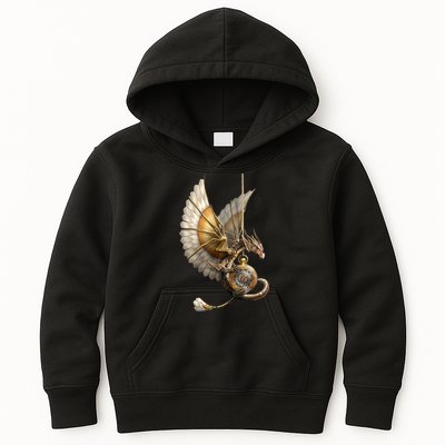 Steampunk Dragon On Watch Vintage Kids Hoodie