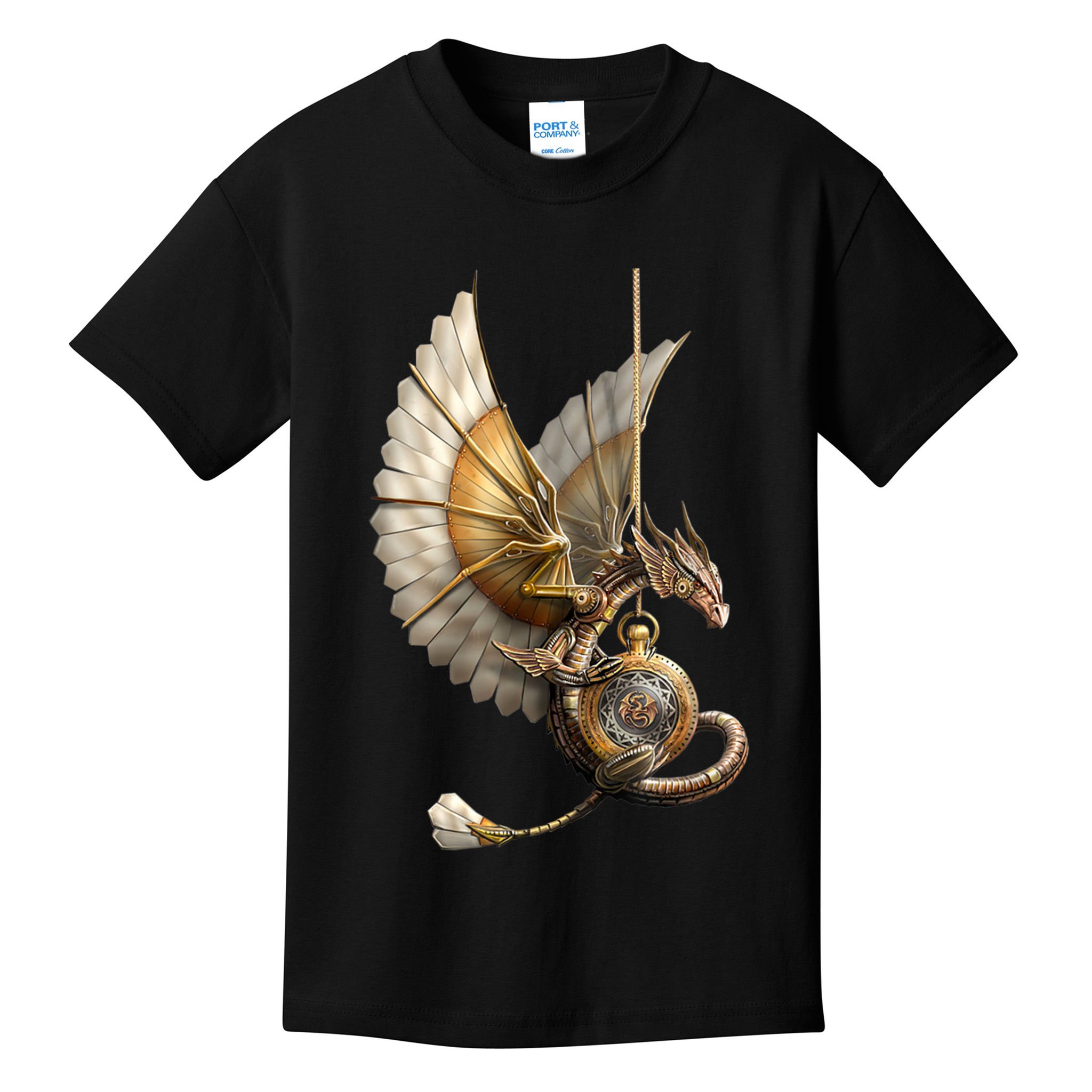 Steampunk Dragon On Watch Vintage Kids T-Shirt