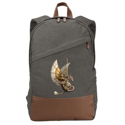Steampunk Dragon On Watch Vintage Cotton Canvas Backpack
