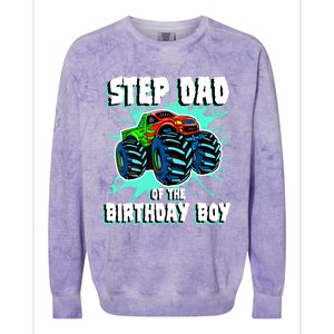 Step Dad Of The Birthday Boy Monster Truck Birthday Party Colorblast Crewneck Sweatshirt