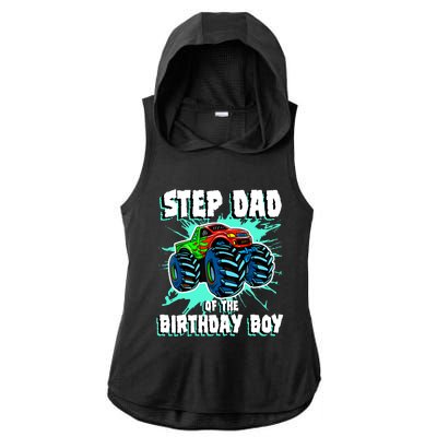 Step Dad Of The Birthday Boy Monster Truck Birthday Party Ladies PosiCharge Tri-Blend Wicking Draft Hoodie Tank