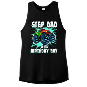 Step Dad Of The Birthday Boy Monster Truck Birthday Party Ladies PosiCharge Tri-Blend Wicking Tank