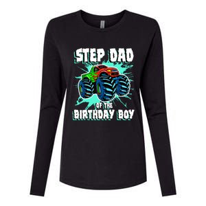 Step Dad Of The Birthday Boy Monster Truck Birthday Party Womens Cotton Relaxed Long Sleeve T-Shirt