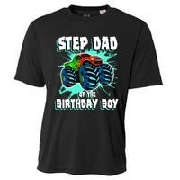 Step Dad Of The Birthday Boy Monster Truck Birthday Party Cooling Performance Crew T-Shirt