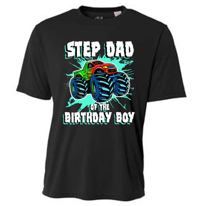 Step Dad Of The Birthday Boy Monster Truck Birthday Party Cooling Performance Crew T-Shirt