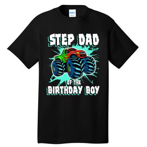 Step Dad Of The Birthday Boy Monster Truck Birthday Party Tall T-Shirt