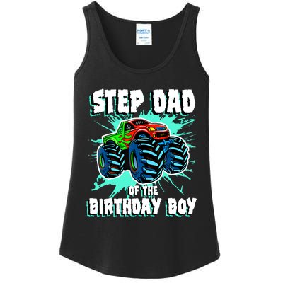 Step Dad Of The Birthday Boy Monster Truck Birthday Party Ladies Essential Tank