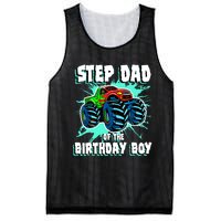 Step Dad Of The Birthday Boy Monster Truck Birthday Party Mesh Reversible Basketball Jersey Tank